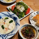 鮭のシチュー＆大根とホタテのサラダ