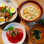 マグロ丼＆大根と里芋の煮物