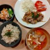 金目鯛炊き込みごはんと豚肉炒め