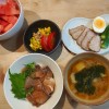 チャーシューとブリの漬け丼
