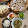 蒸籠で焼売と蒸し野菜