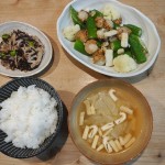 ホタテとイカの炒め物