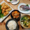 牡蛎フライとアジのお刺身