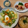 サラダうどんと鶏塩こうじ焼き
