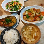 肉野菜炒めと白ナスステーキ